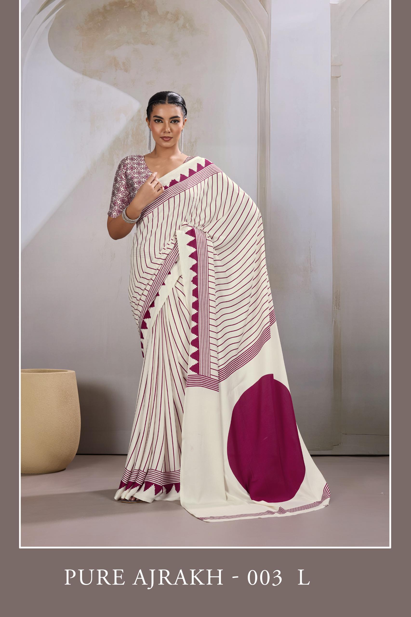 GF Pure Ajrakh 003 Modal Satin Ajrakh Printed Saree
