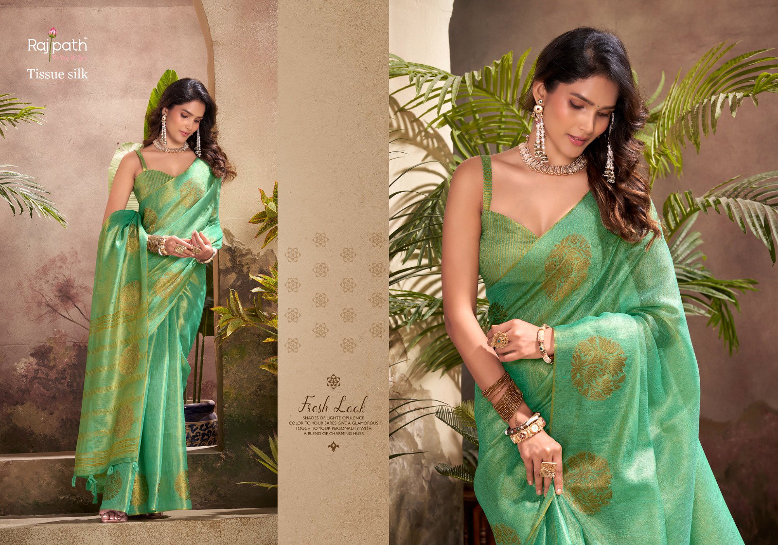 Rajpath Kiri Silk Tissue Woven Butta Saree Collection 