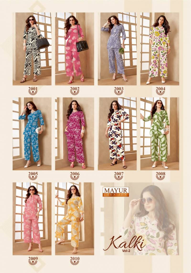Mayur Kalki Vol 2 Rayon Printed Casual Wear Cord Set Collection