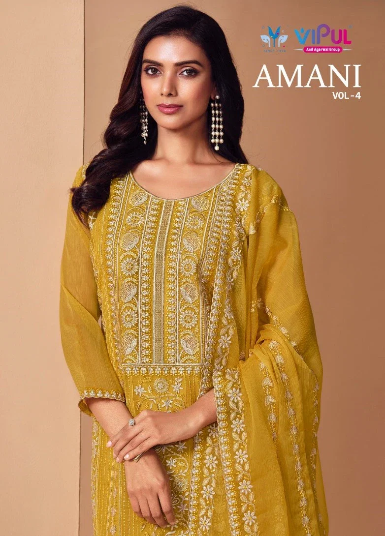 Vipul Amani Vol 4 Chiffon Embroidered Salwar Suit Collection