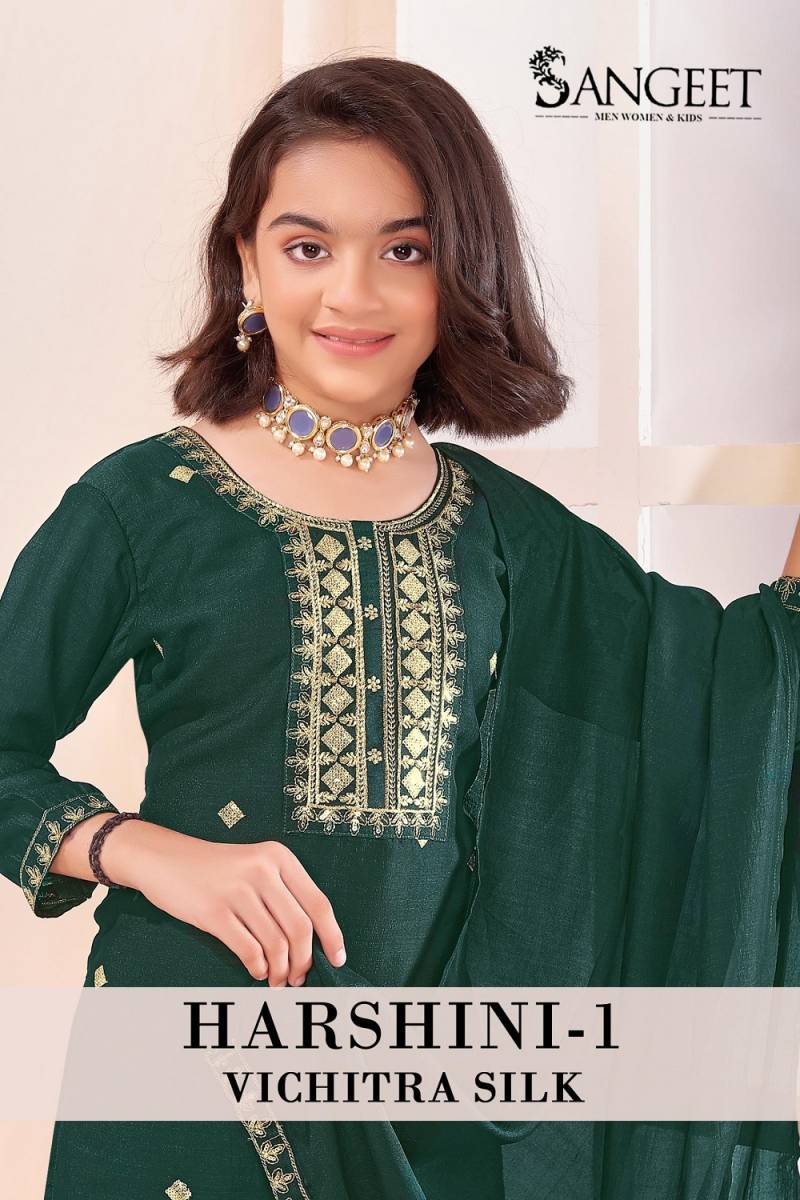 Sangeet Harshini 1 Kids Wear Vichitra Silk Readymade Collection
