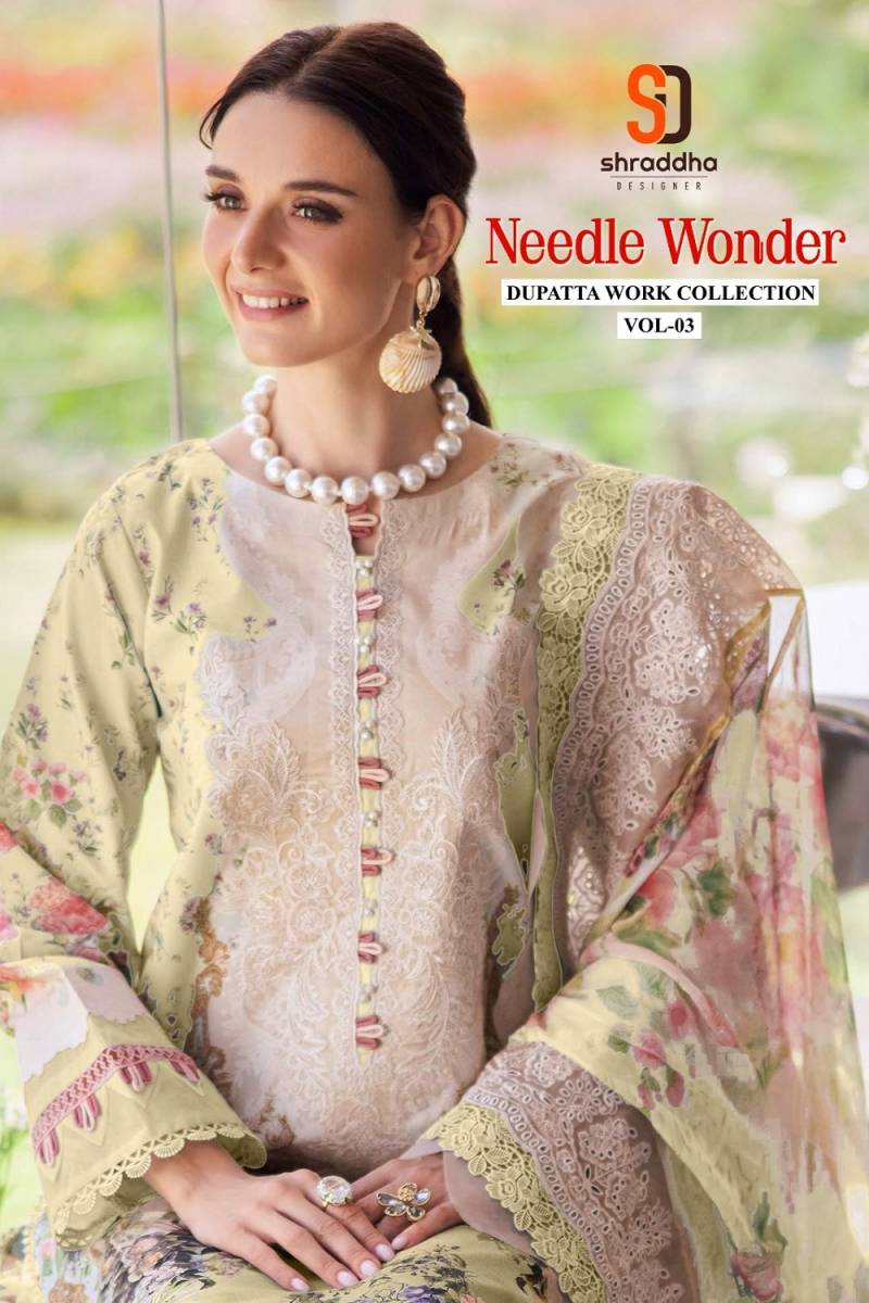 Shraddha Needle Wonder Vol 3 Cotton Dupatta Work Pakistani Suit