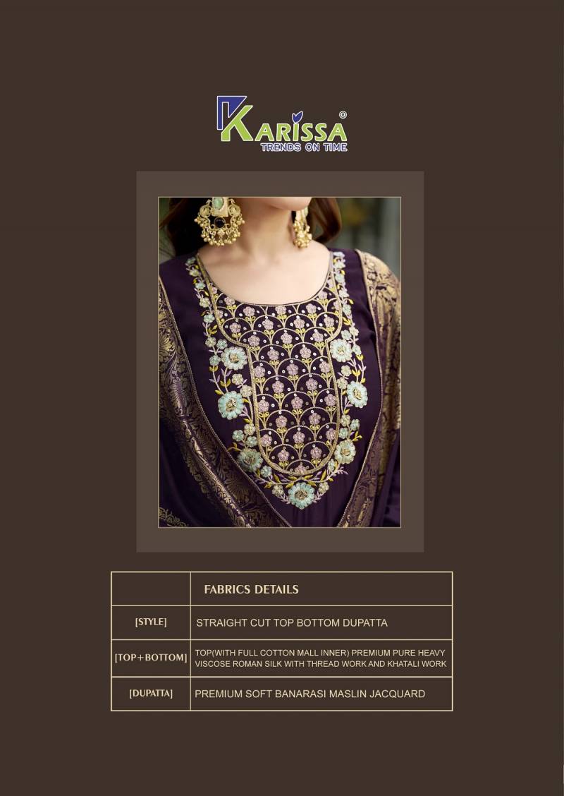 Karissa Roshani Vol 2 Viscose Roman Silk Readymade Collection