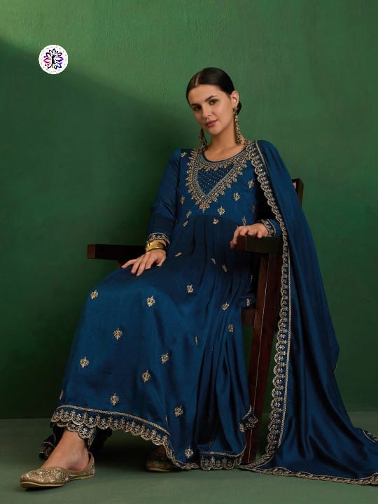 Lekha KL 256 Vichitra Silk Embroidery Kurti Bottom With Dupatta