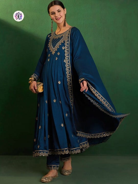 Lekha KL 256 Vichitra Silk Embroidery Kurti Bottom With Dupatta