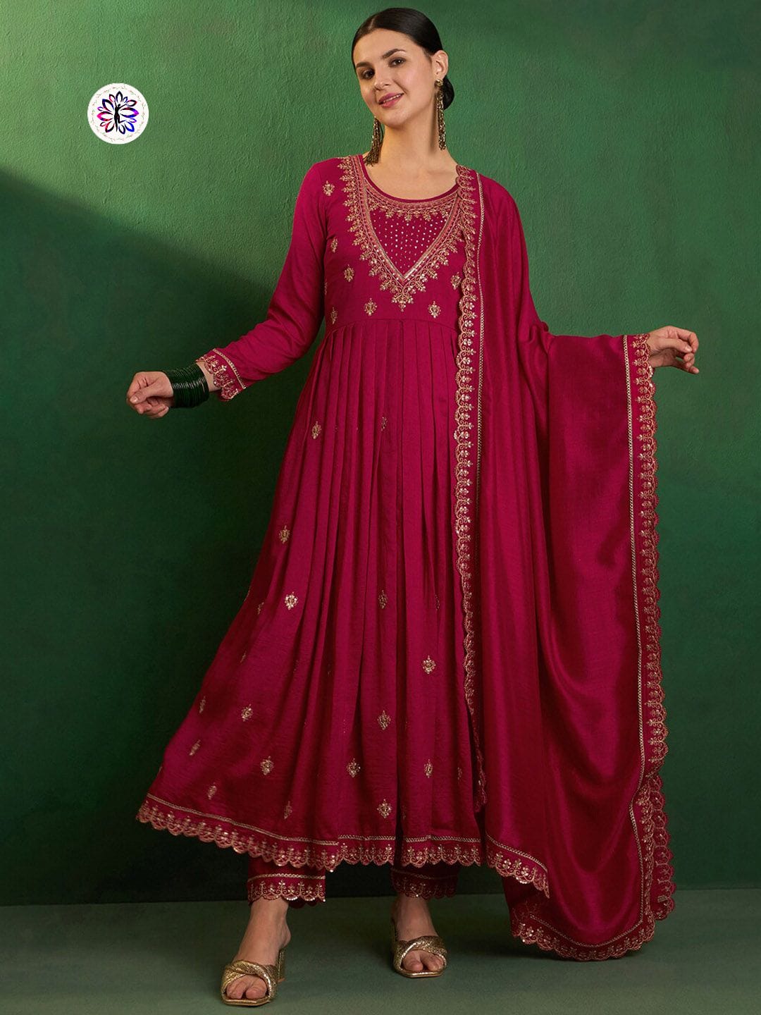 Lekha KL 256 Vichitra Silk Embroidery Kurti Bottom With Dupatta
