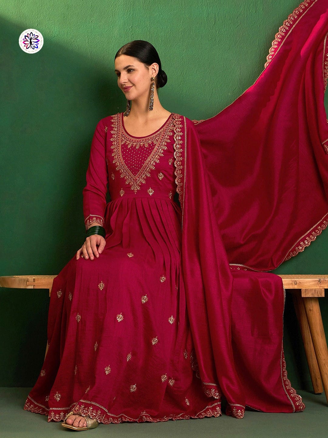 Lekha KL 256 Vichitra Silk Embroidery Kurti Bottom With Dupatta