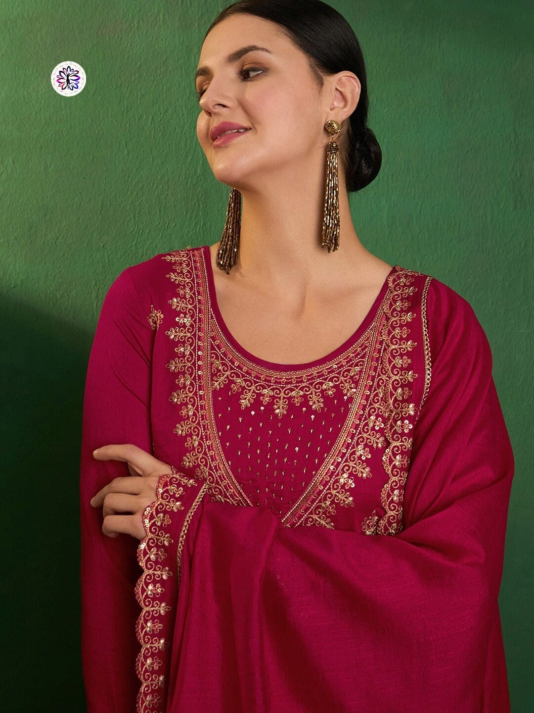 Lekha KL 256 Vichitra Silk Embroidery Kurti Bottom With Dupatta
