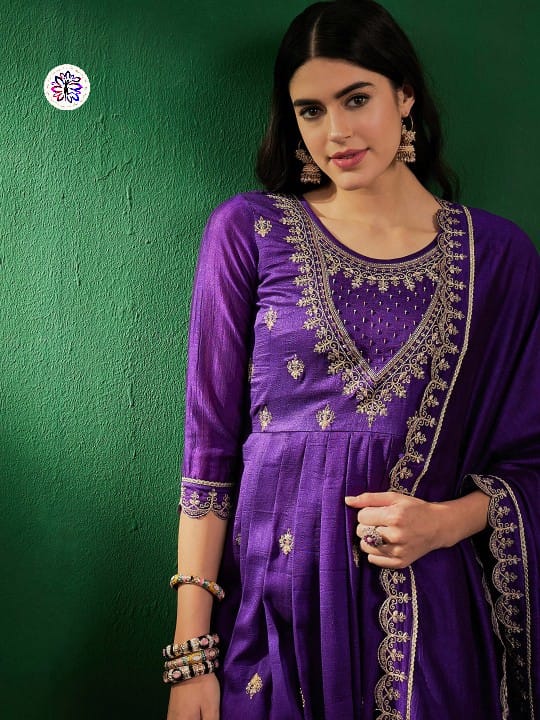 Lekha KL 256 Vichitra Silk Embroidery Kurti Bottom With Dupatta