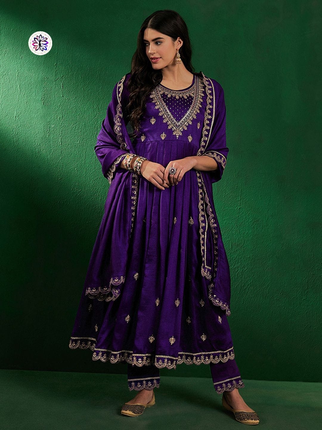 Lekha KL 256 Vichitra Silk Embroidery Kurti Bottom With Dupatta