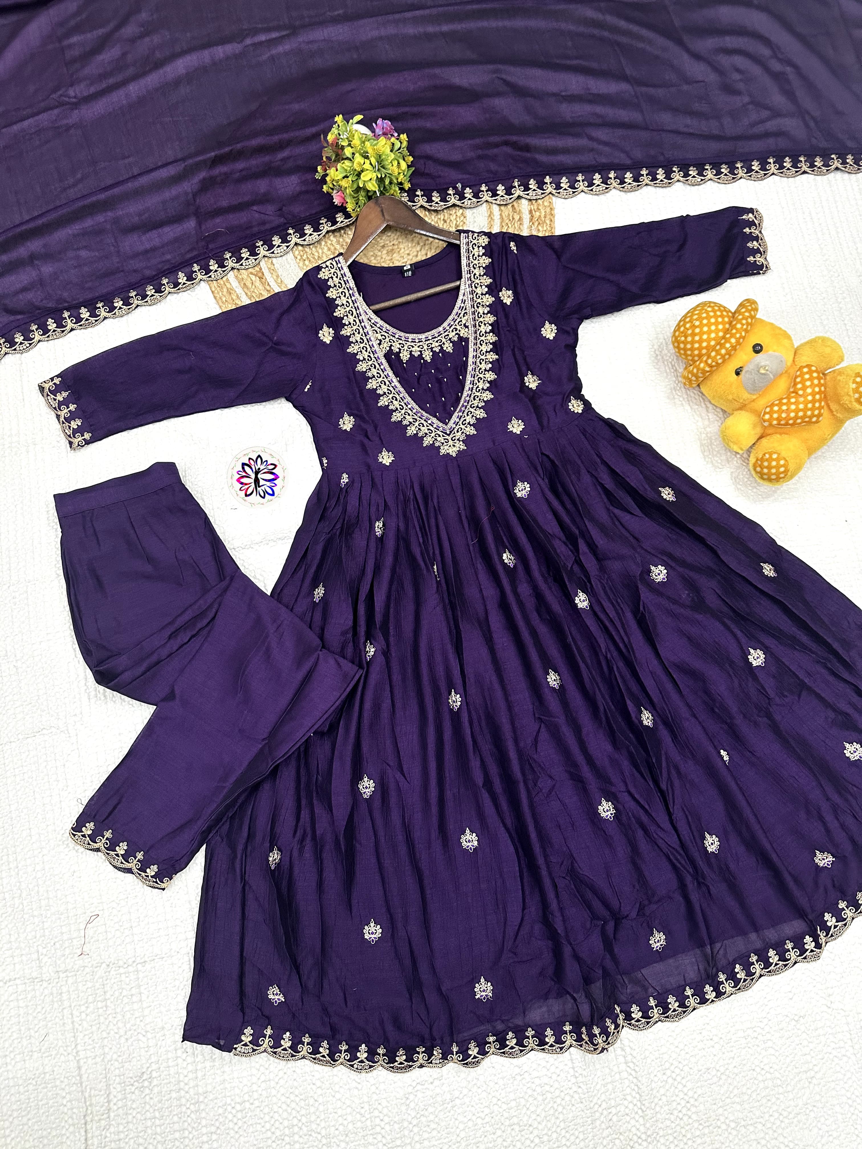 Lekha KL 256 Vichitra Silk Embroidery Kurti Bottom With Dupatta