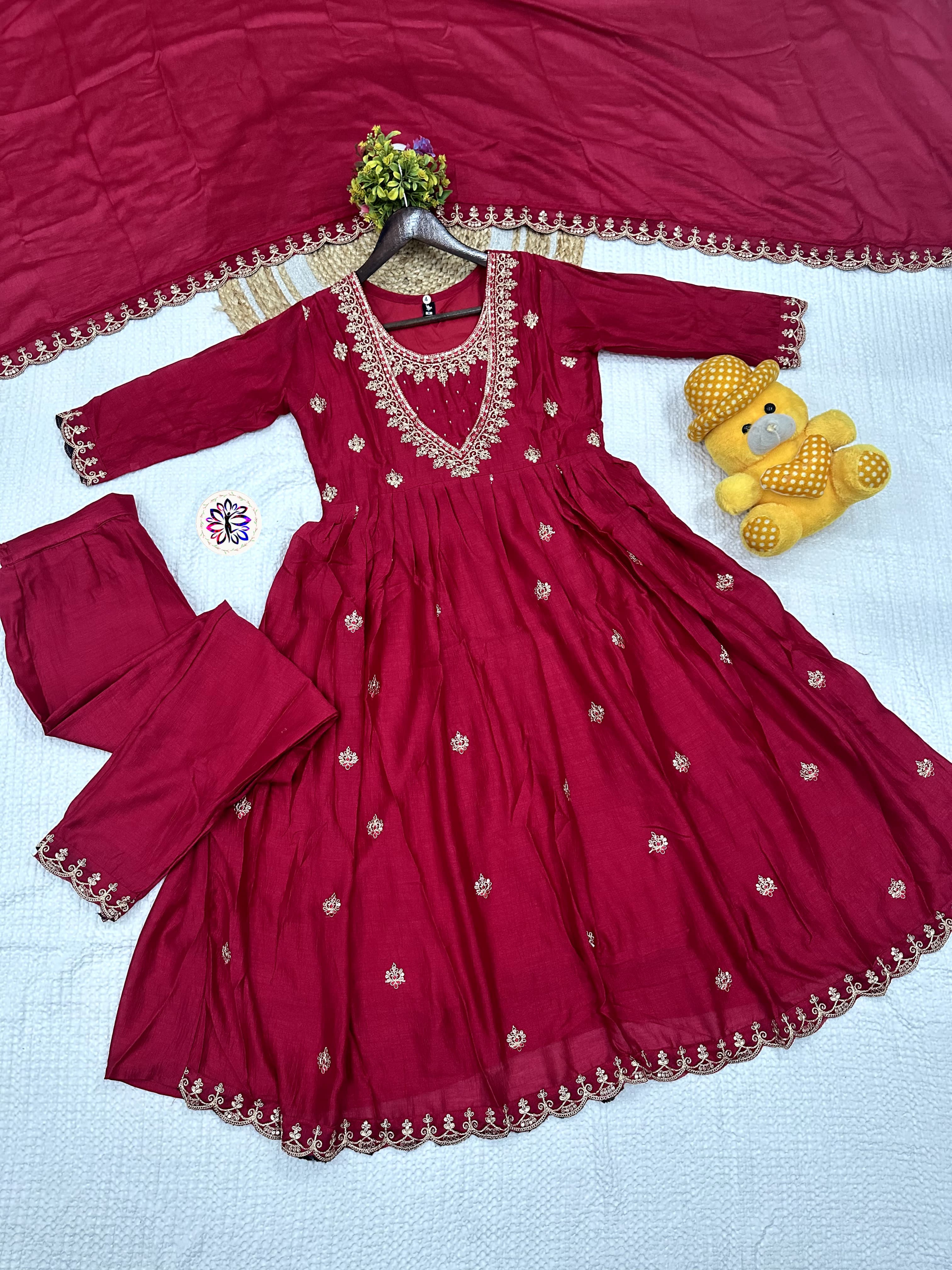 Lekha KL 256 Vichitra Silk Embroidery Kurti Bottom With Dupatta