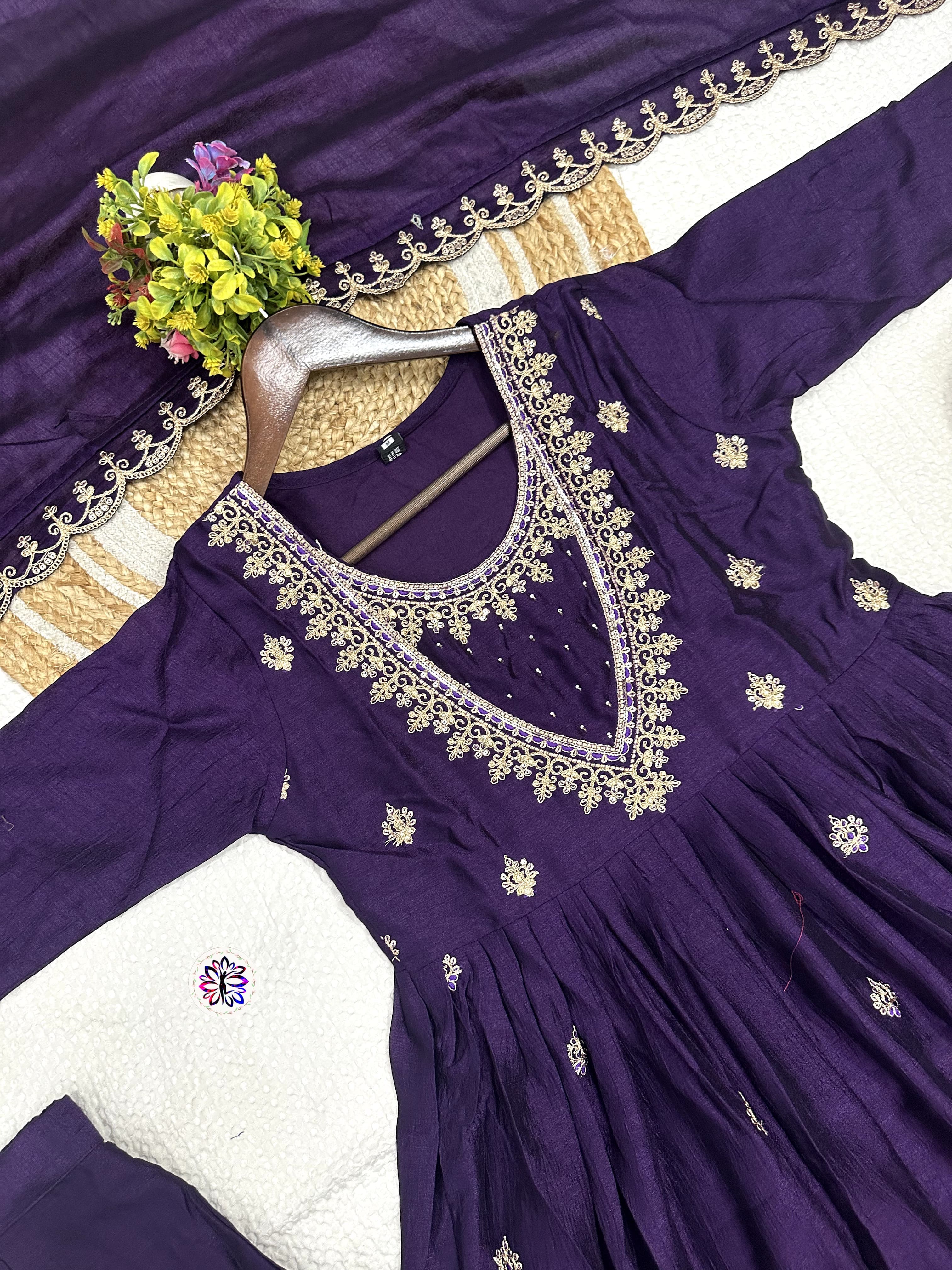 Lekha KL 256 Vichitra Silk Embroidery Kurti Bottom With Dupatta