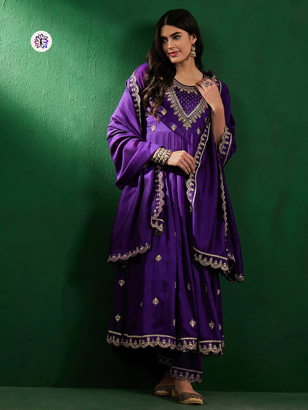 Lekha KL 256 Vichitra Silk Embroidery Kurti Bottom With Dupatta