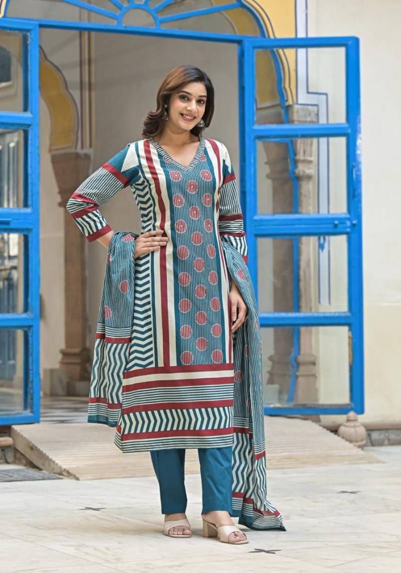 Naisha K 214 Cotton Printed Kurti Bottom With Dupatta Collection