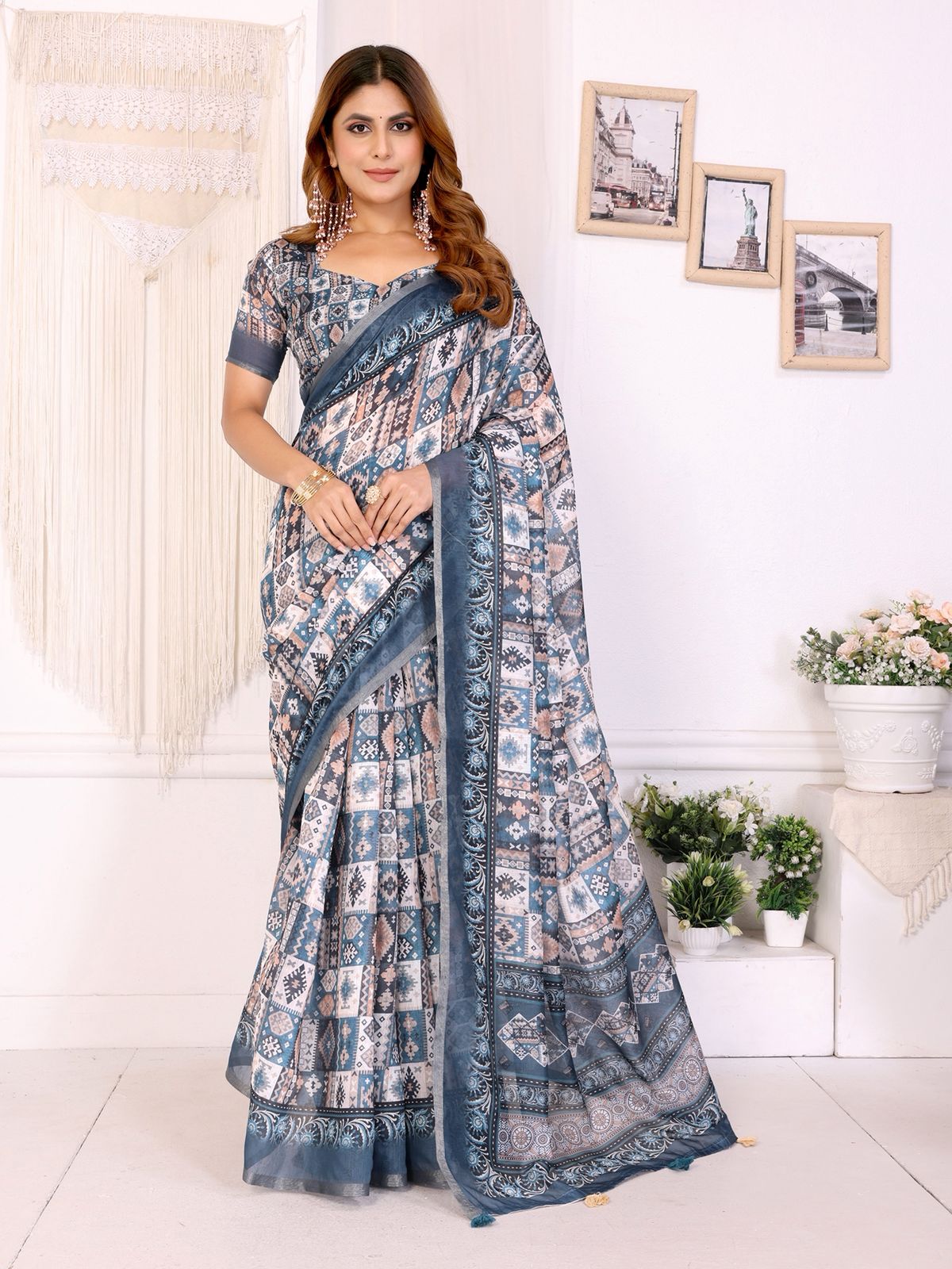 Lekha VC Ragini Chanderi Cotton Ikkat Print Saree Collection