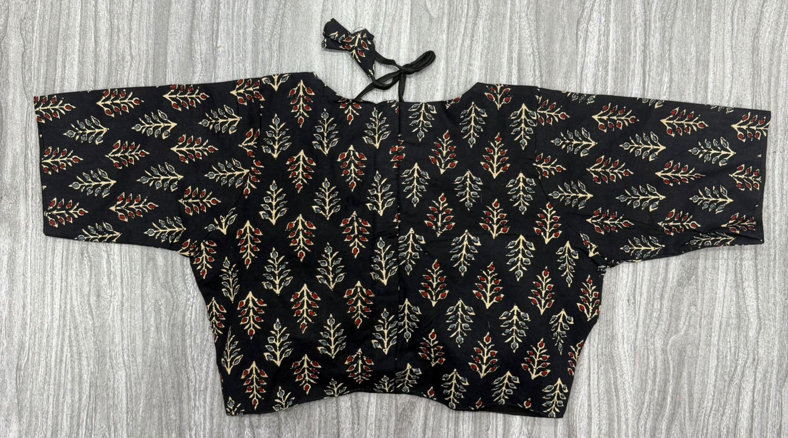 Lekha CF 129 Khadi Cotton Plain Saree With Pure Ajrakh Readymade Blouse