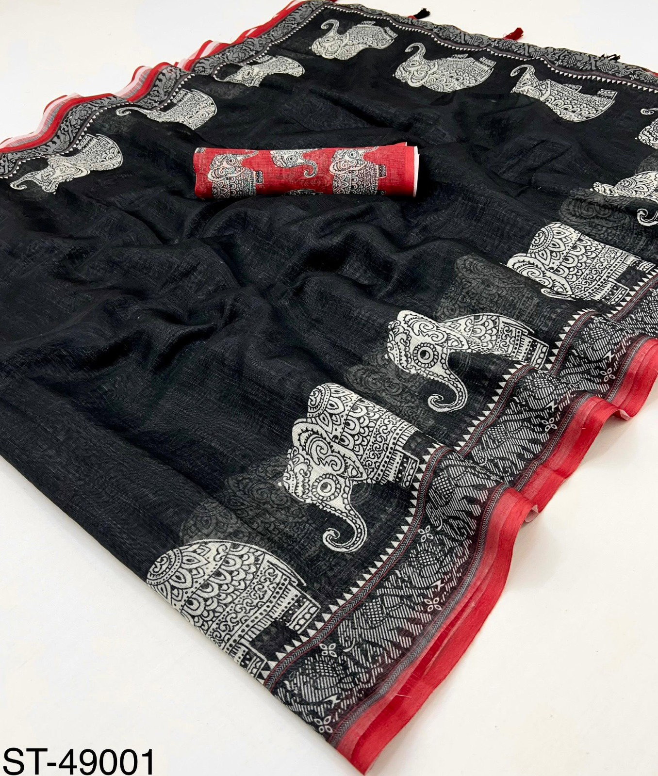 kaizari Sarathi Soft Linen Digital Printed Saree