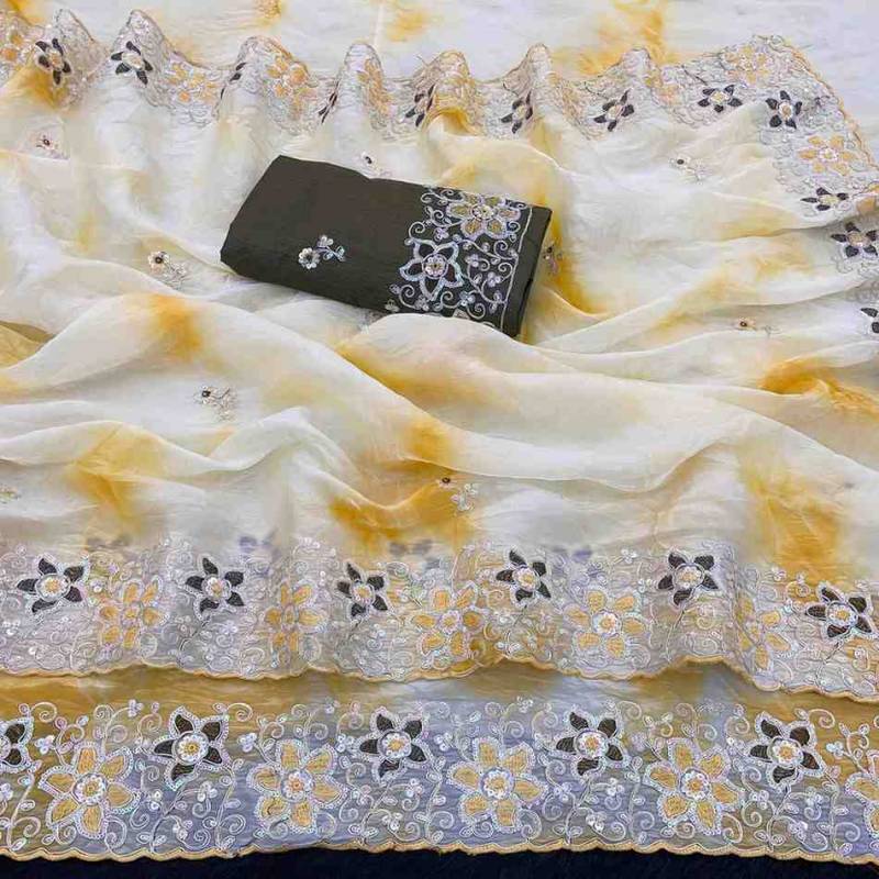 KC 872 Premium Gold Crush with Embroidery Saree Collection