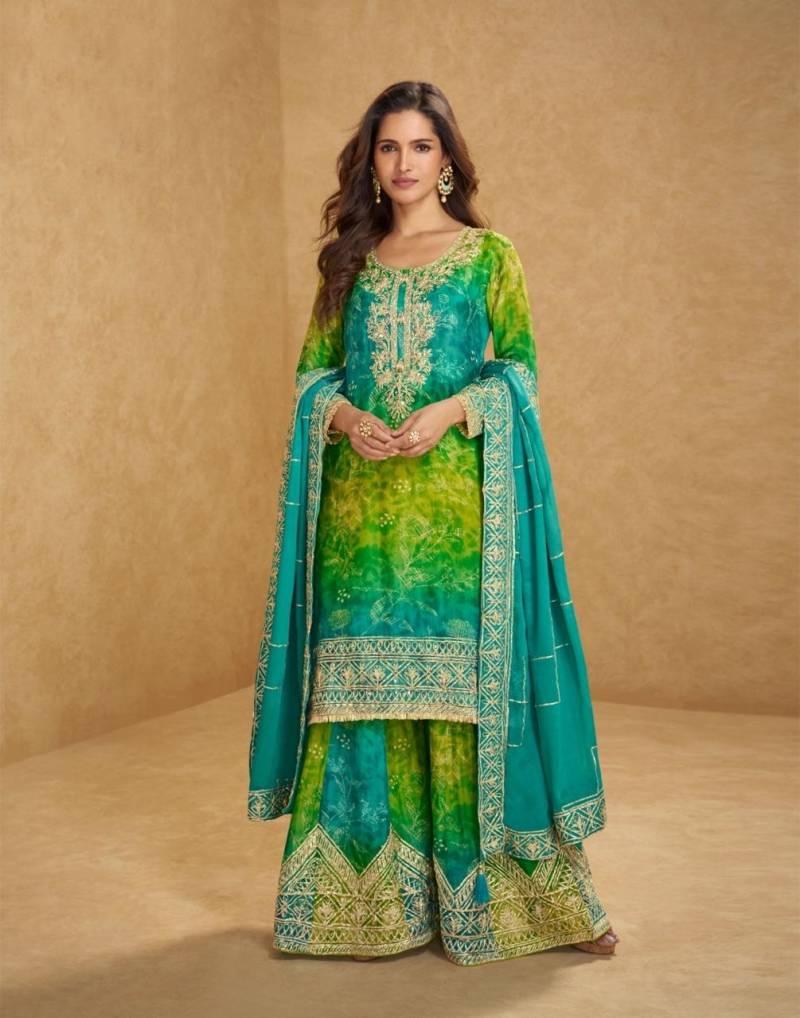 Sayuri Rangeela Chinon Silk Embroidered Suit Collection