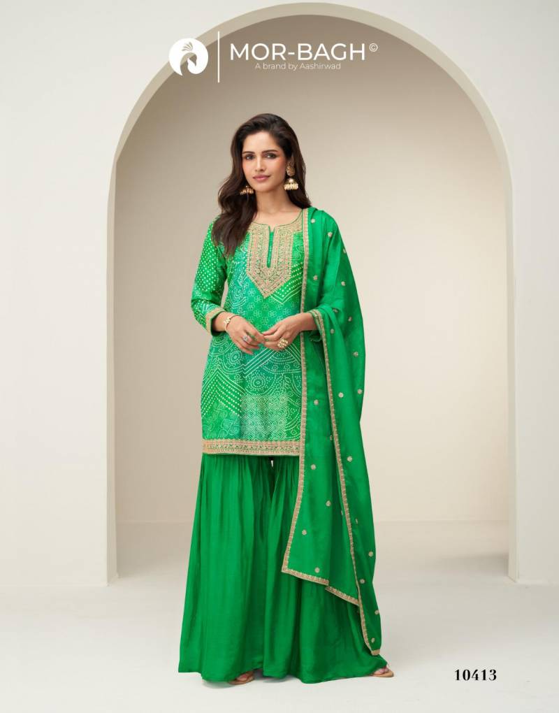 Aashirwad Mor Bagh Kimaya Chinon Silk Readymade Collection