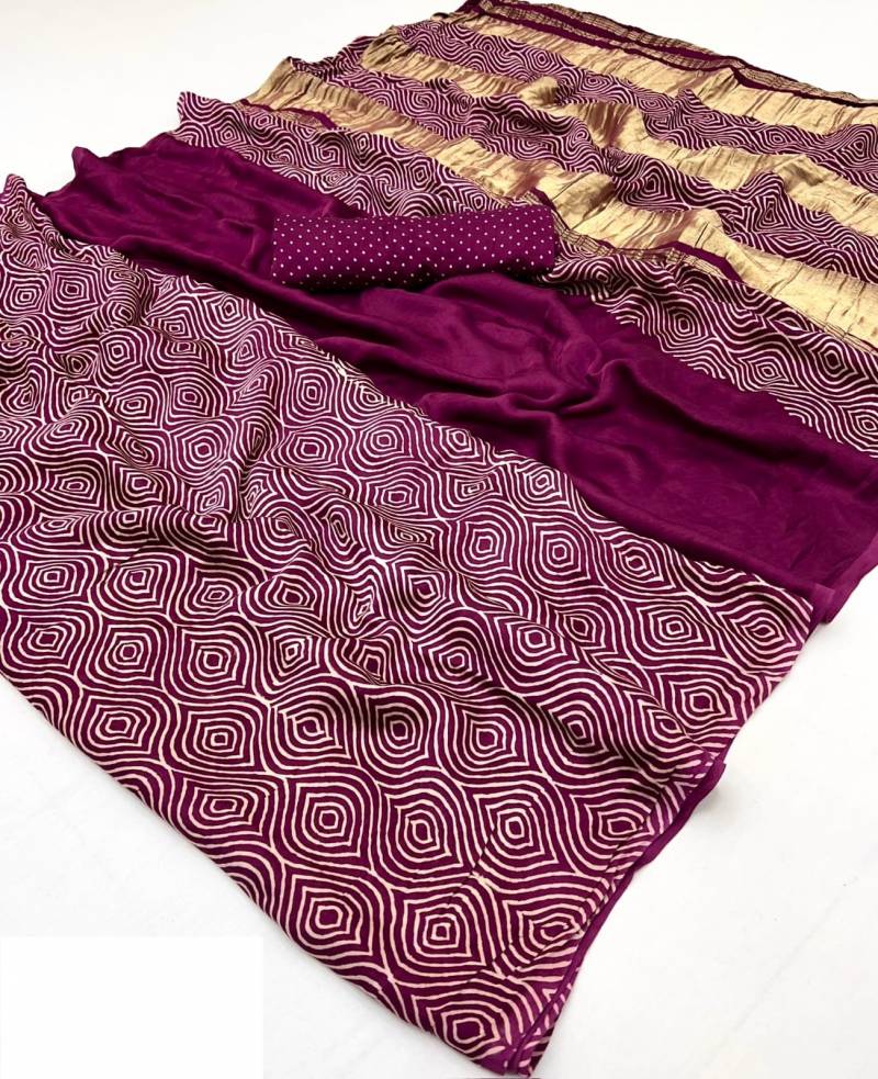Rajyog Ajrakh Pure Modal Designer Ajrakh Print Saree