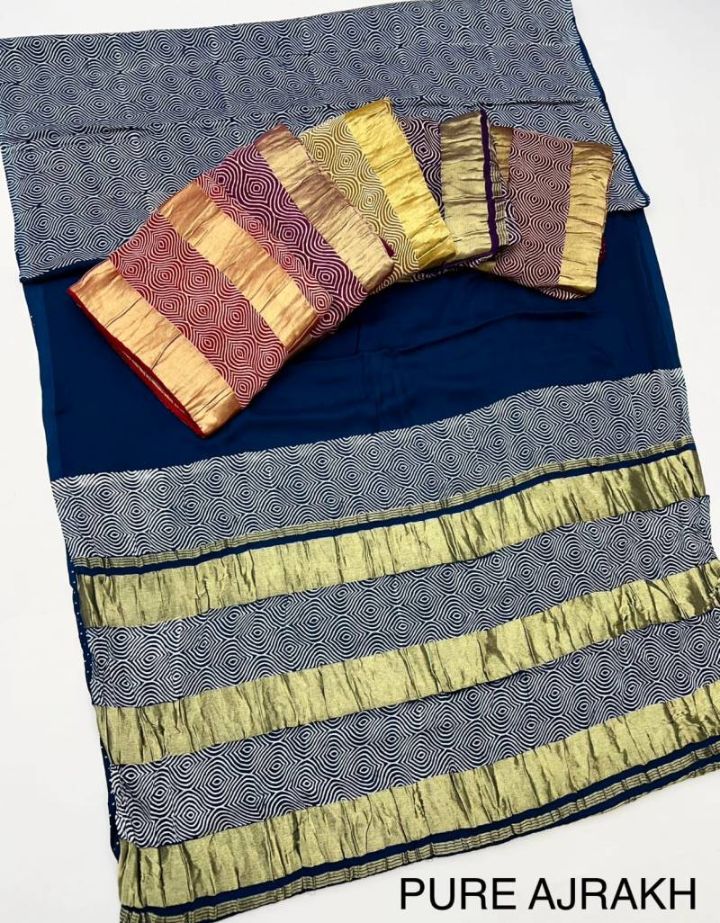 Rajyog Ajrakh Pure Modal Designer Ajrakh Print Saree