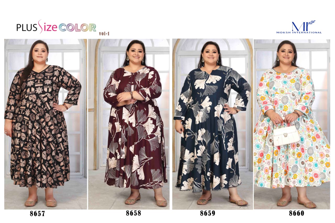 Moksh Plus Size Color Vol 1 Rayon Long Kurti