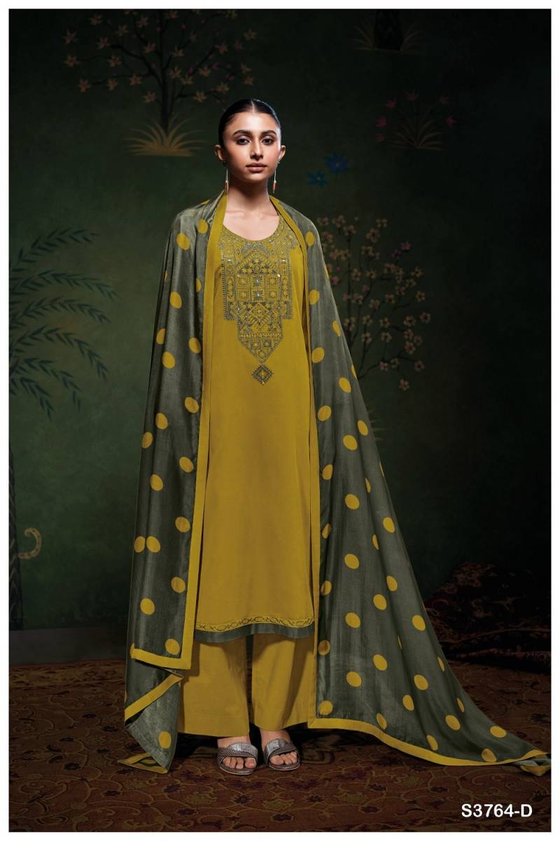 Ganga Meadow Cotton Satin Embroidered Suit Collection
