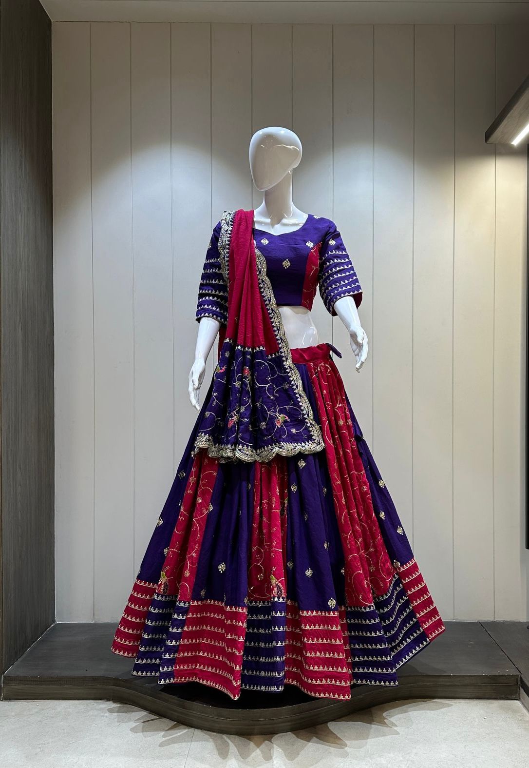 Scmd Chidiya Roman Silk Vintage Work Lehenga Choli