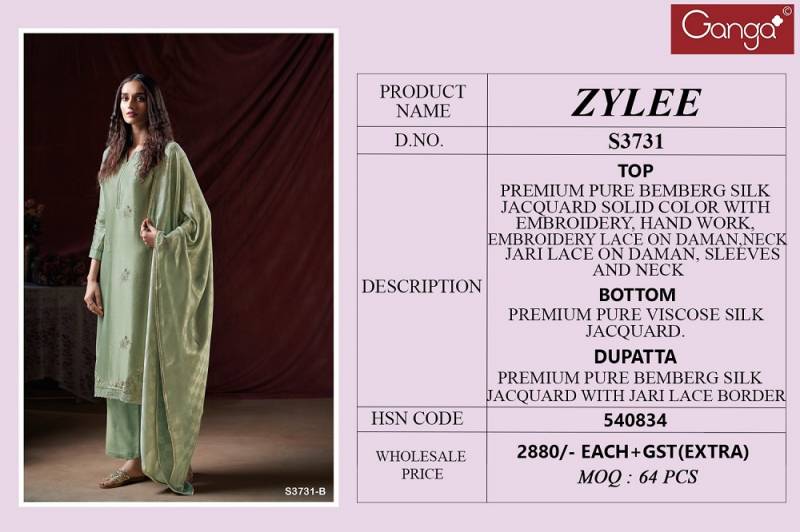 Ganga Zylee Bemberg Silk Embroidered Suit Collection