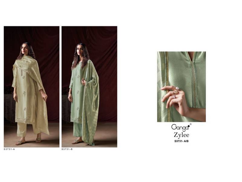 Ganga Zylee Bemberg Silk Embroidered Suit Collection