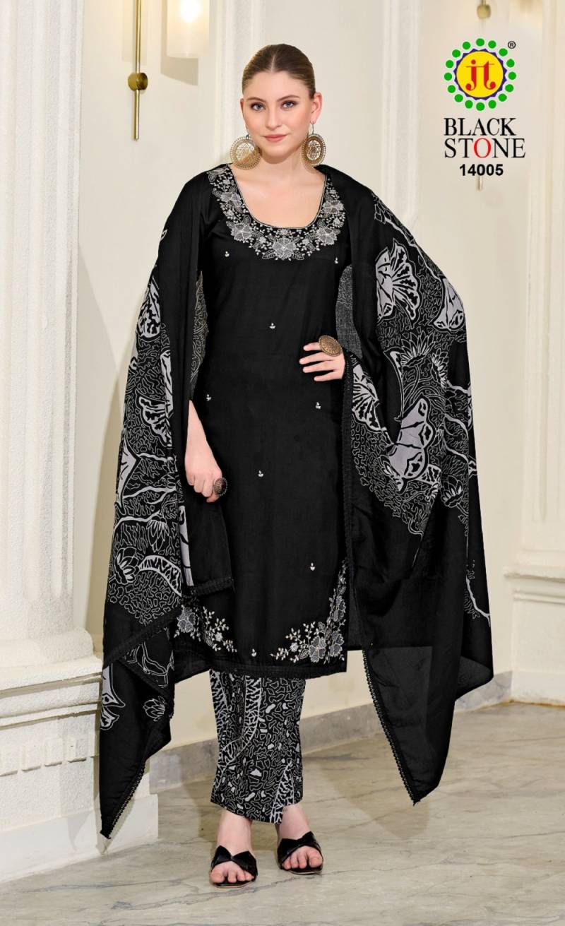 Jt Black Stone Vol 14 Rayon Printed Dress Material Collection