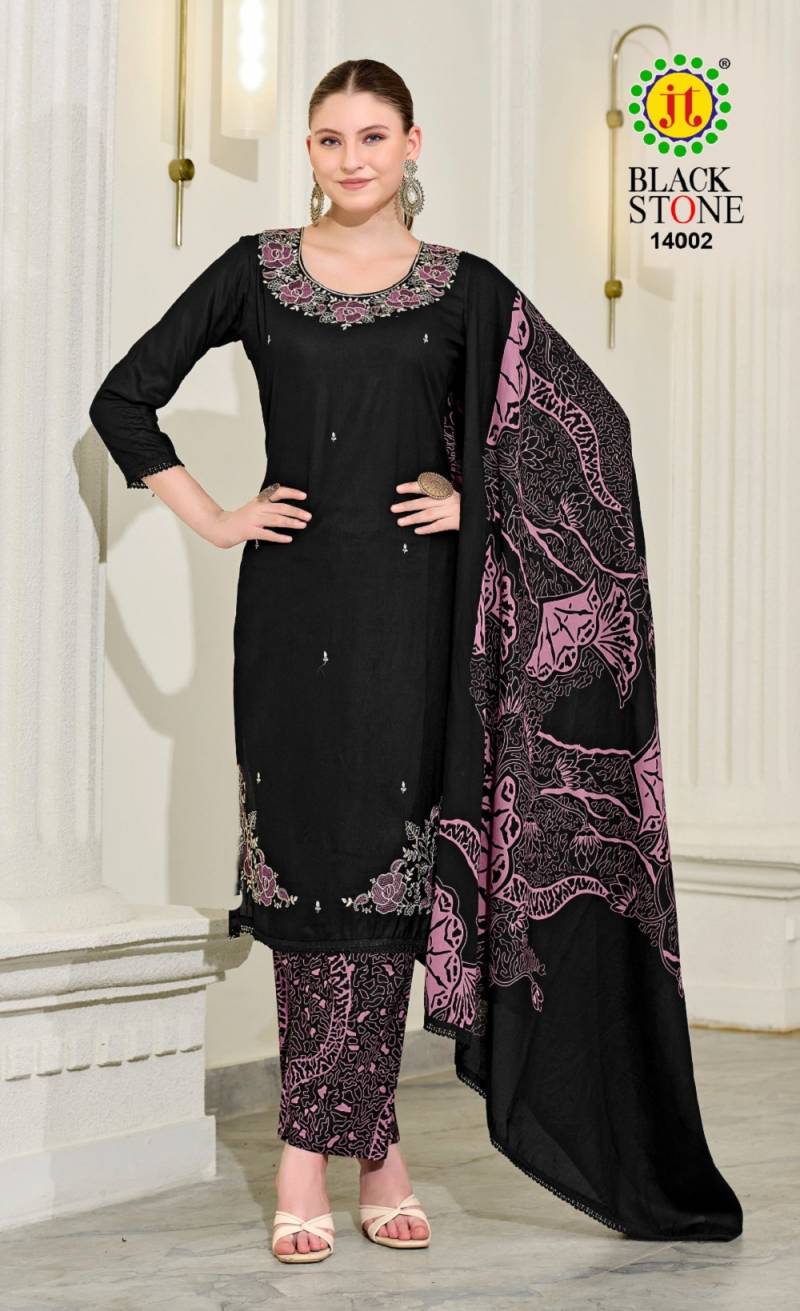 Jt Black Stone Vol 14 Rayon Printed Dress Material Collection