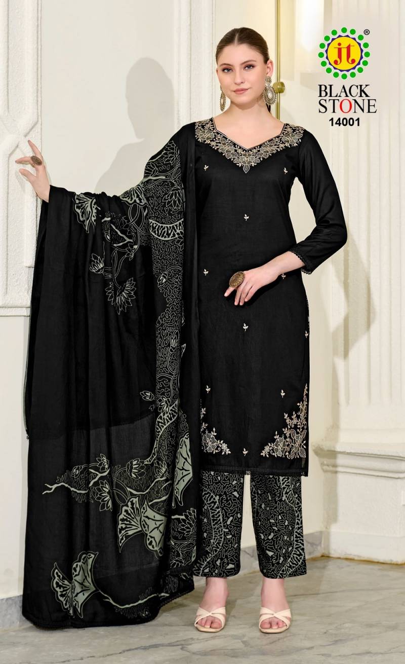 Jt Black Stone Vol 14 Rayon Printed Dress Material Collection