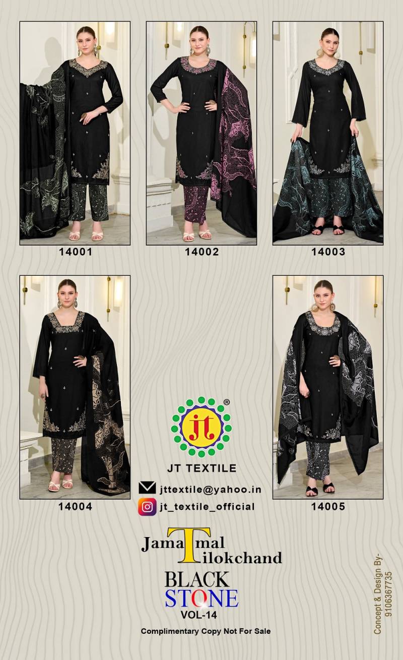Jt Black Stone Vol 14 Rayon Printed Dress Material Collection
