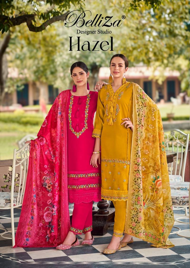 Belliza Hazel Roman Silk Embroidered Dress Material Collection