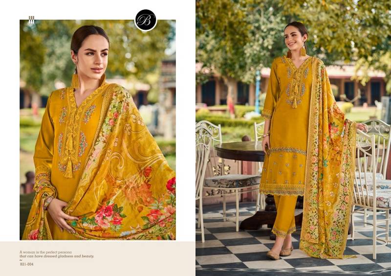 Belliza Hazel Roman Silk Embroidered Dress Material Collection
