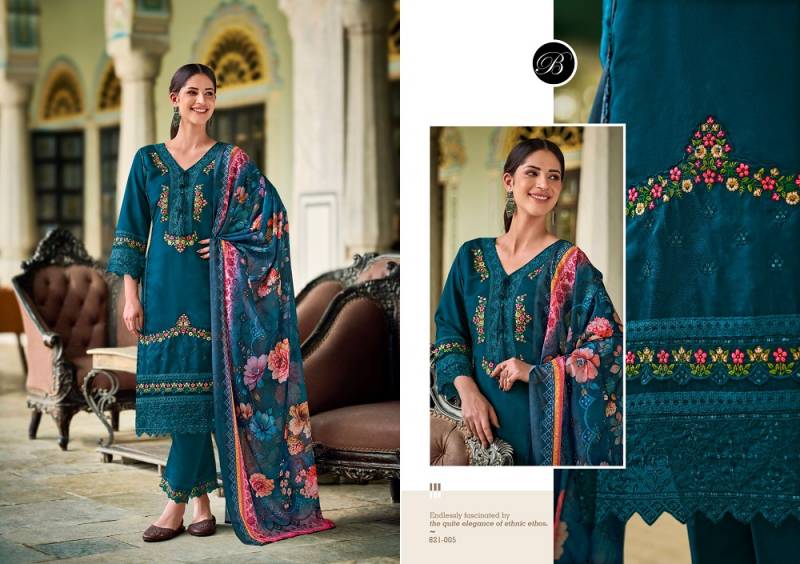 Belliza Hazel Roman Silk Embroidered Dress Material Collection