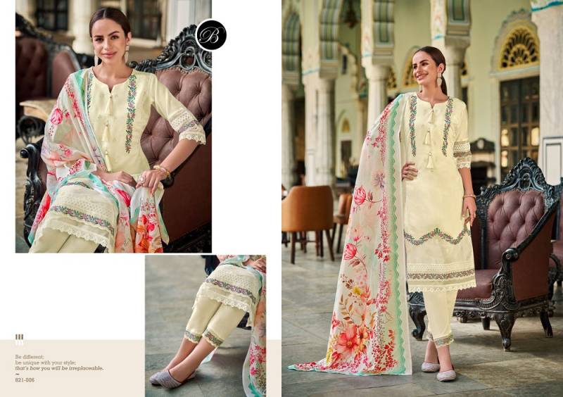 Belliza Hazel Roman Silk Embroidered Dress Material Collection
