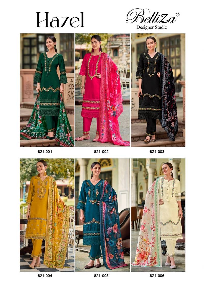 Belliza Hazel Roman Silk Embroidered Dress Material Collection