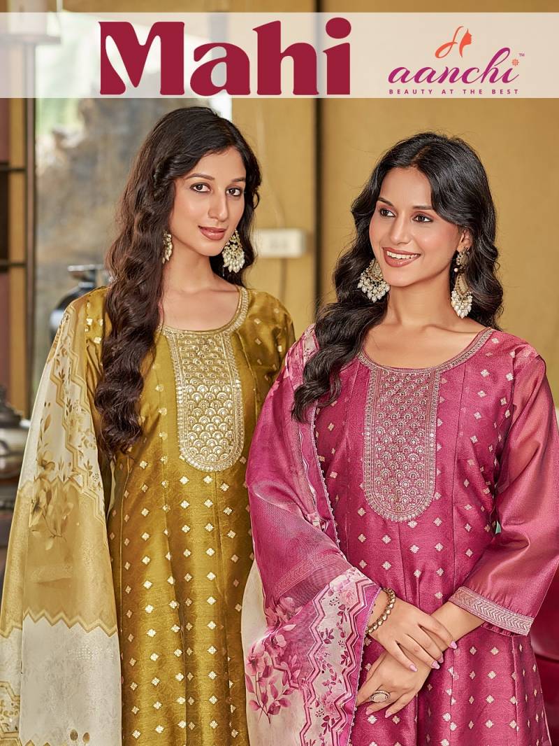 Aanchi Mahi Shimmer Jacquard Kurti Bottom With Dupatta