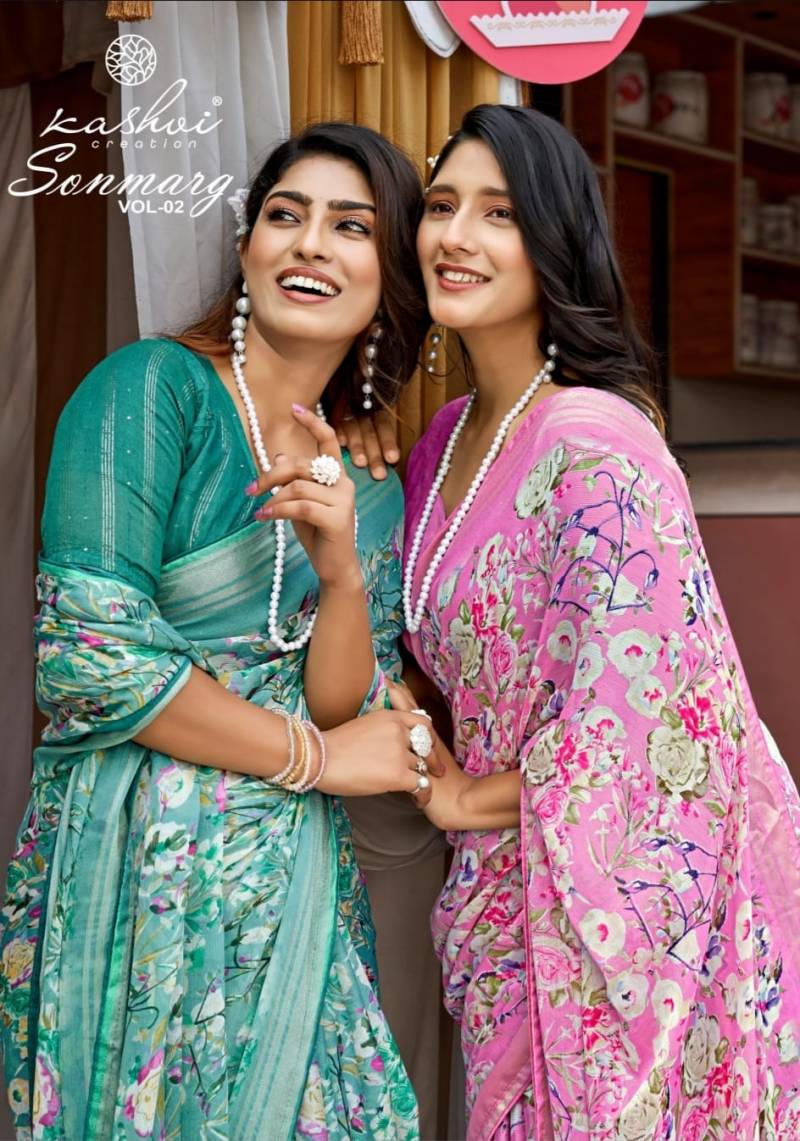 Kashvi Sonmarg Vol 2 Casual Wear Moss Printed Sarees