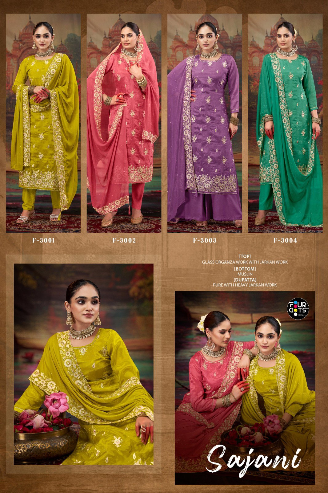 Four Dots Sajani Organza Dress Material