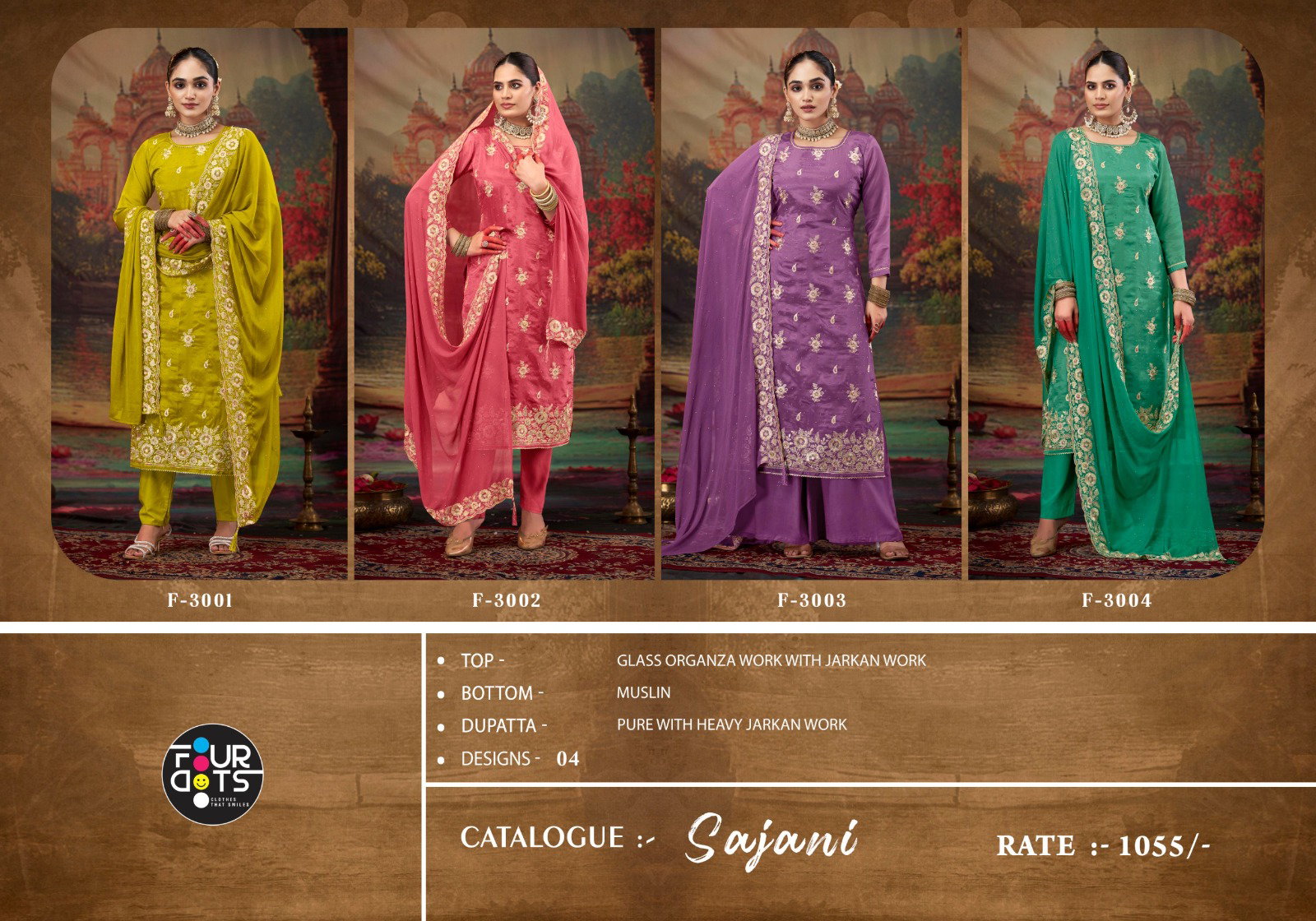 Four Dots Sajani Organza Dress Material