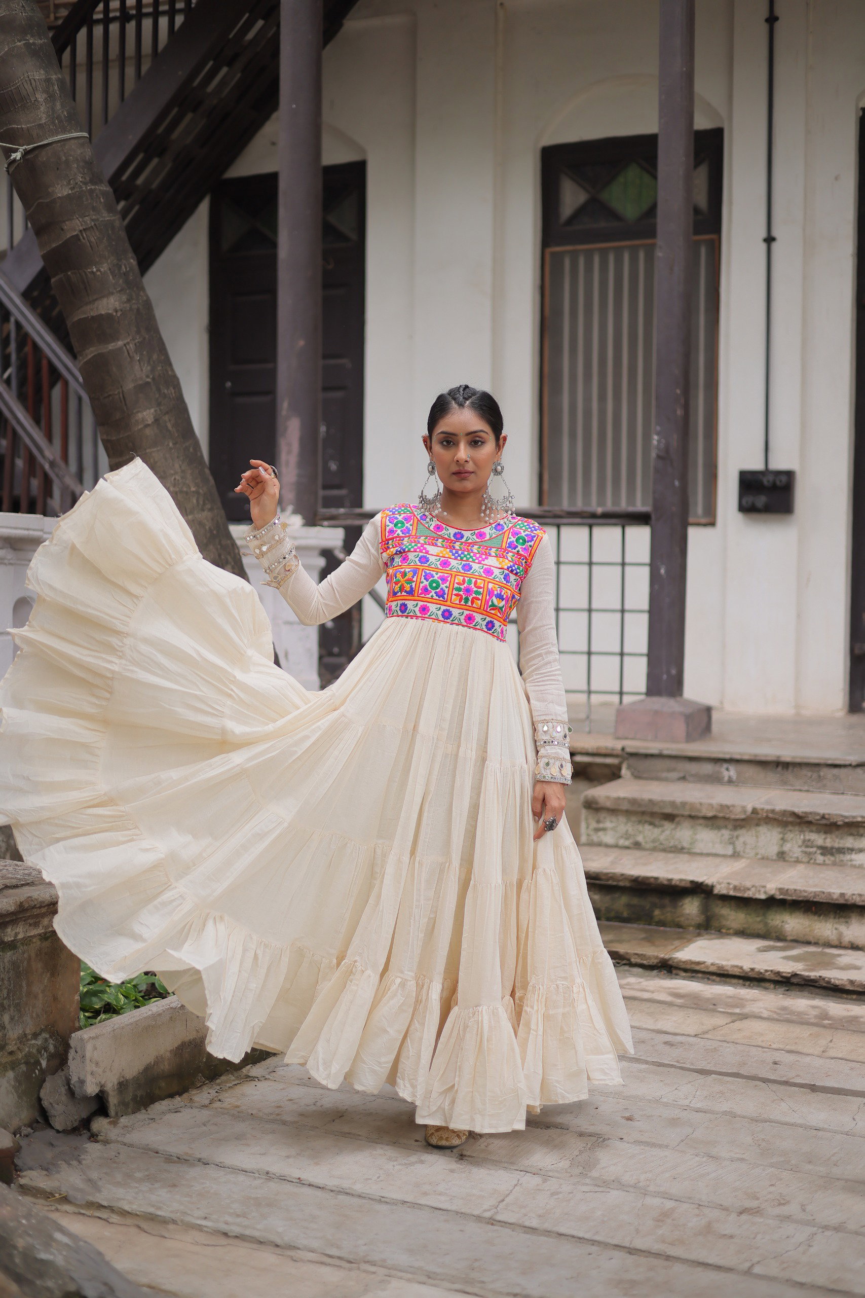 Lekha KA 1199 Cotton Thread Embroidery Gamthi Work Gown Collection