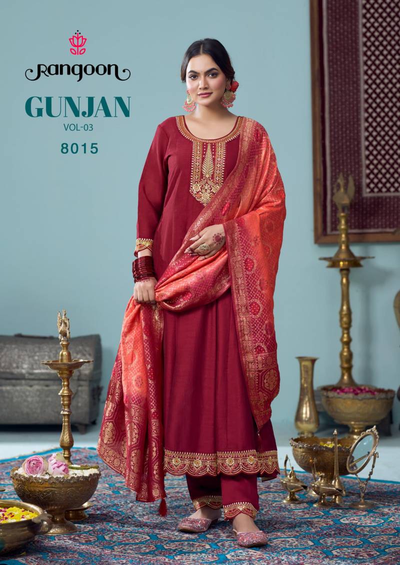 Rangoon Gunjan Vol 3 Silk Anarkali Style Embroidered Kurta Set Collection