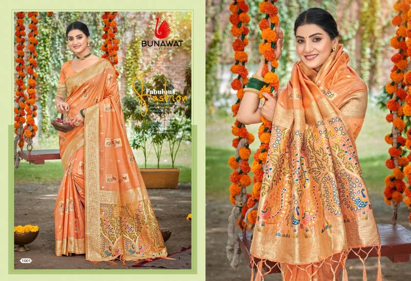 Bunawat Anjali Assam Silk With Meena Designer Saree Collection