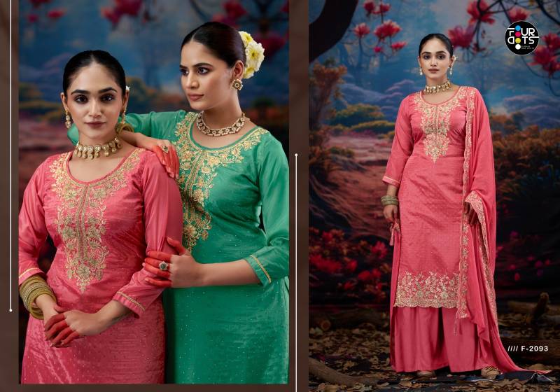 Four Dots Zankar Organza With Jarkan Worked Dress Material