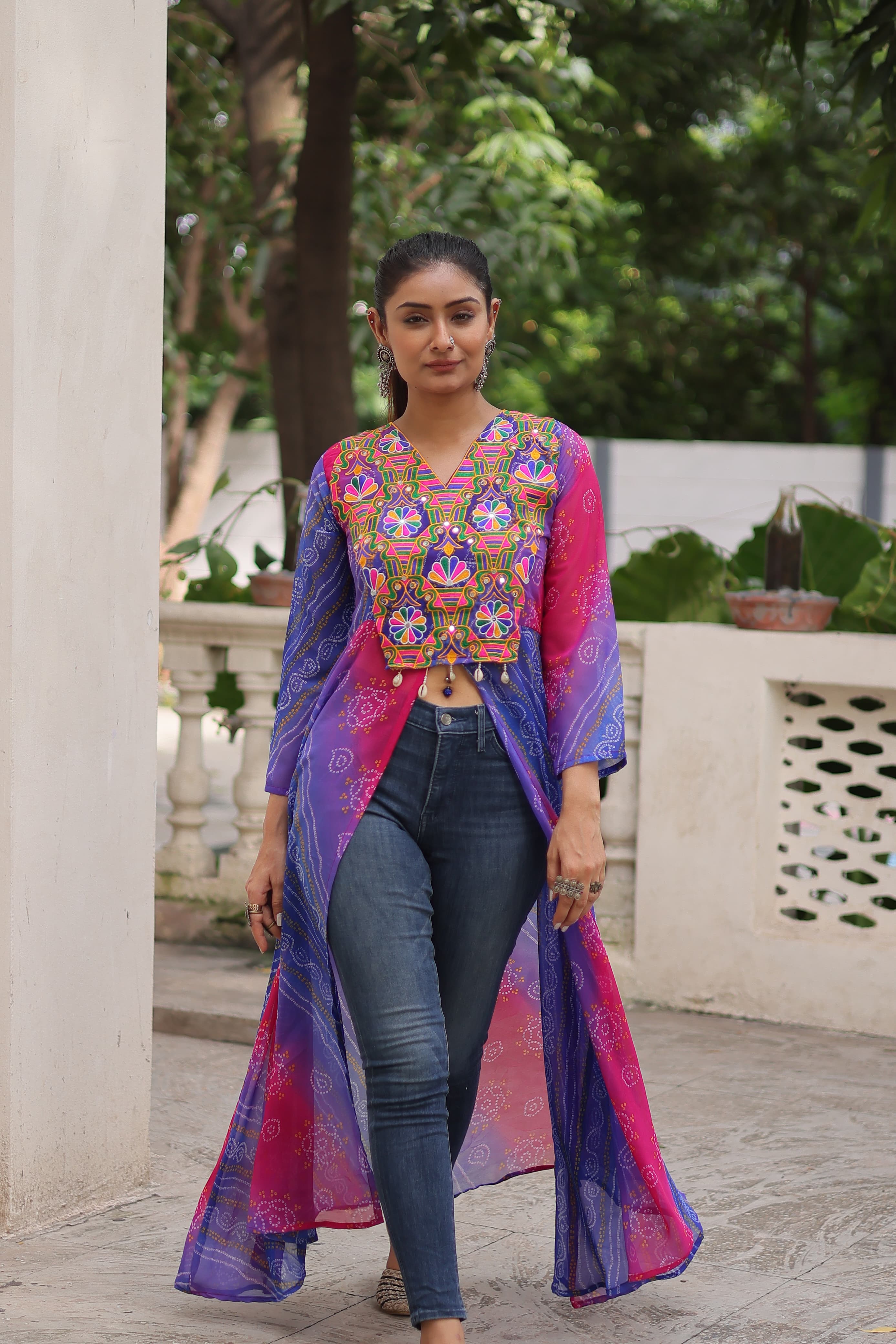 Lekha KA 1197 Faux Georgette Bandhani Printed Kutchi Patchwork Kurti